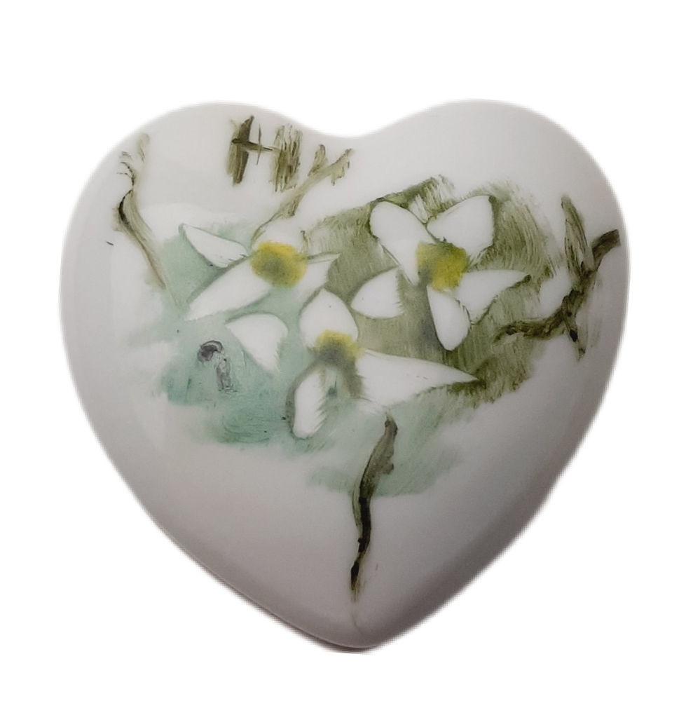 🍒 Vintage Japan Heart Shaped Ceramic Small Trinket Box Floral